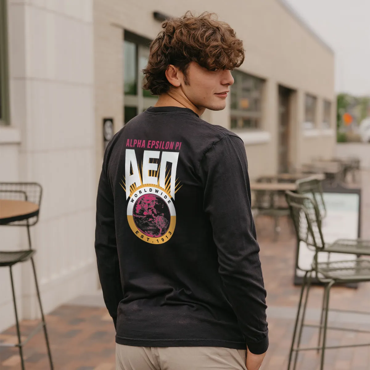 AEPi Comfort Colors Retro Worldwide Long Sleeve Tee