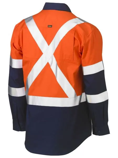 Bisley X Taped Biomotion Two Tone Hi Vis Lightweight Drill Shirt (BS6696XT)