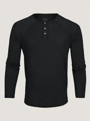 Black Slim Fit Long Sleeve Henley