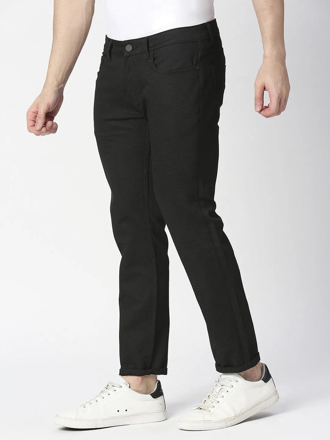 Black Slim Tapered Cotton Stretch Jeans