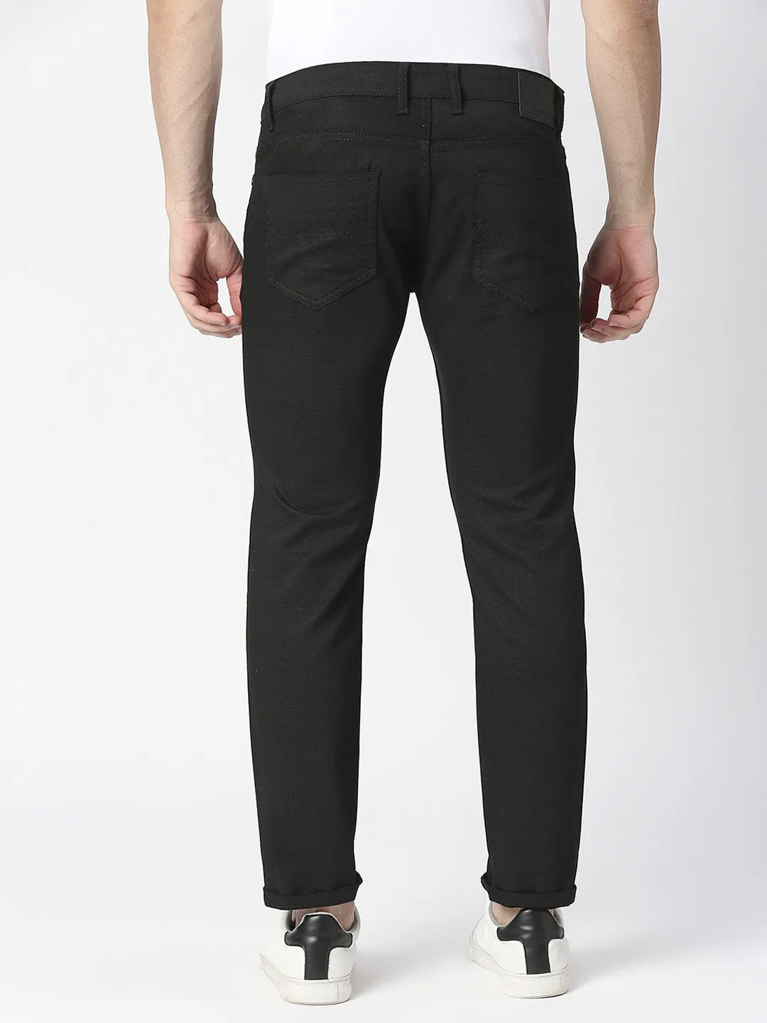 Black Slim Tapered Cotton Stretch Jeans