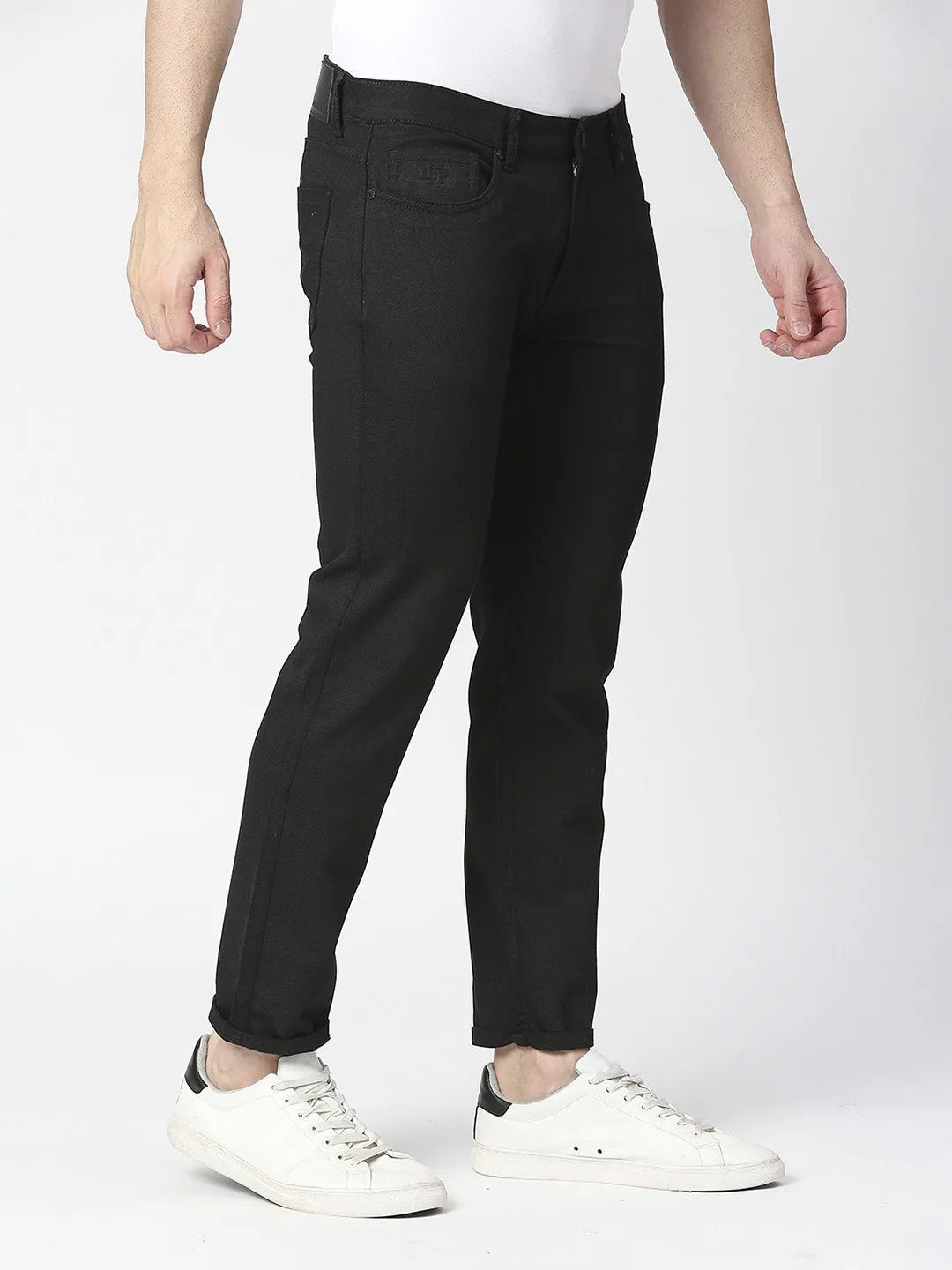 Black Slim Tapered Cotton Stretch Jeans