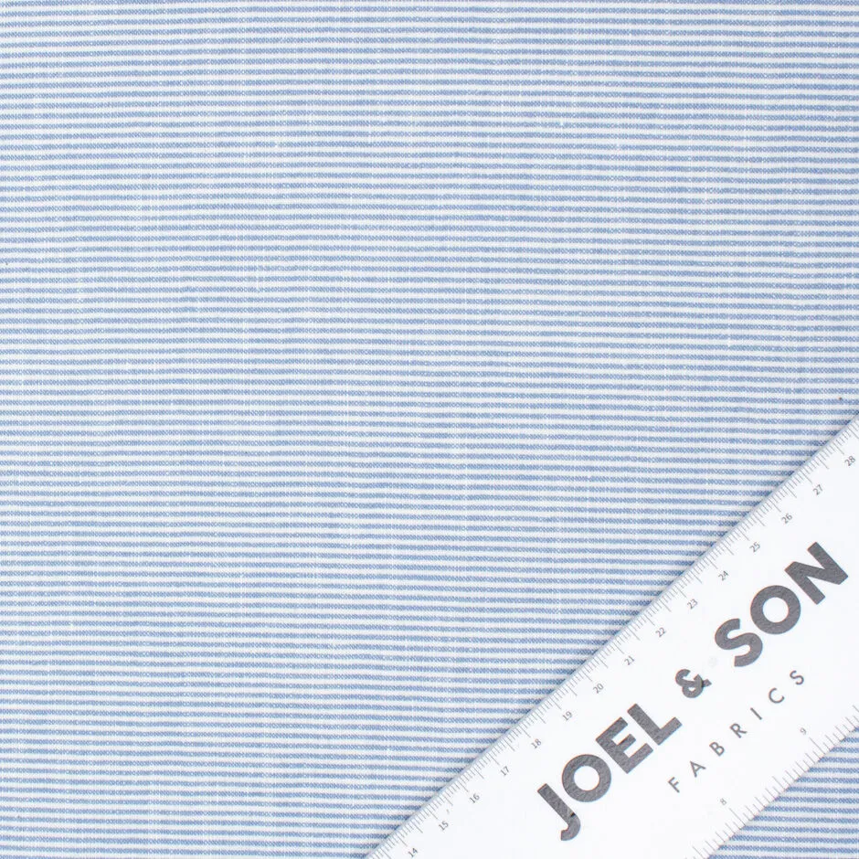 Blue Candy Pinstriped Linen & Cotton Blend Shirting