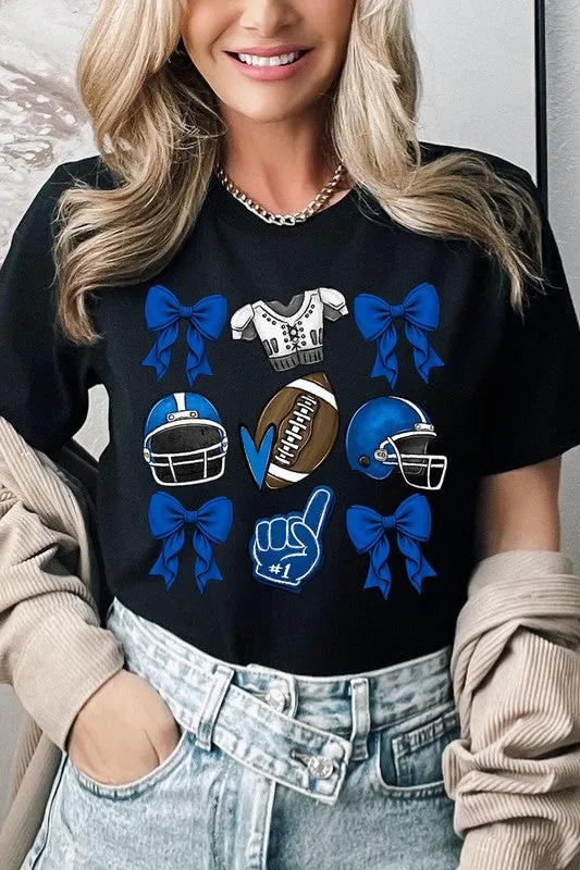 Blue Coquette Football Graphic Tee