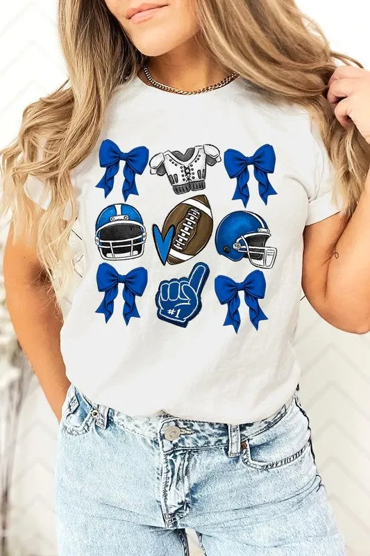 Blue Coquette Football Graphic Tee