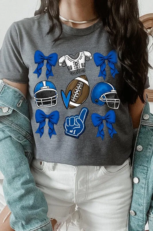 Blue Coquette Football Graphic Tee