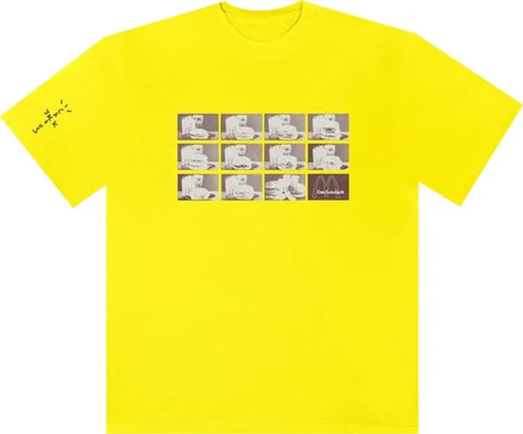 Cactus Jack by Travis Scott x McDonald's Menu Mono Logo T-Shirt II 'Safety Green', Yellow