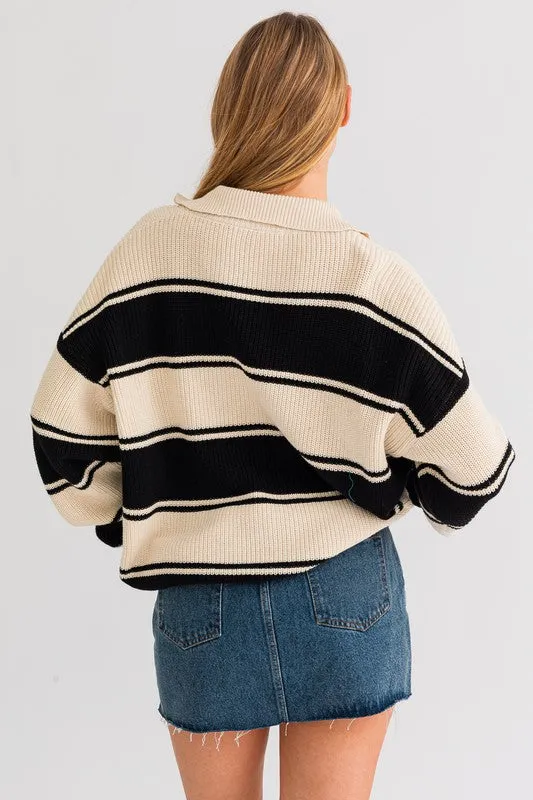 Collared Oversized Sweater Top