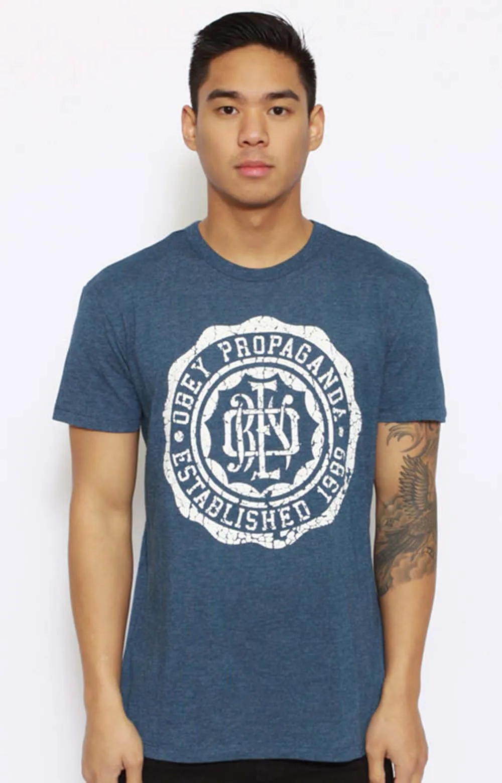 College Crest T-Shirt - Indigo Heather