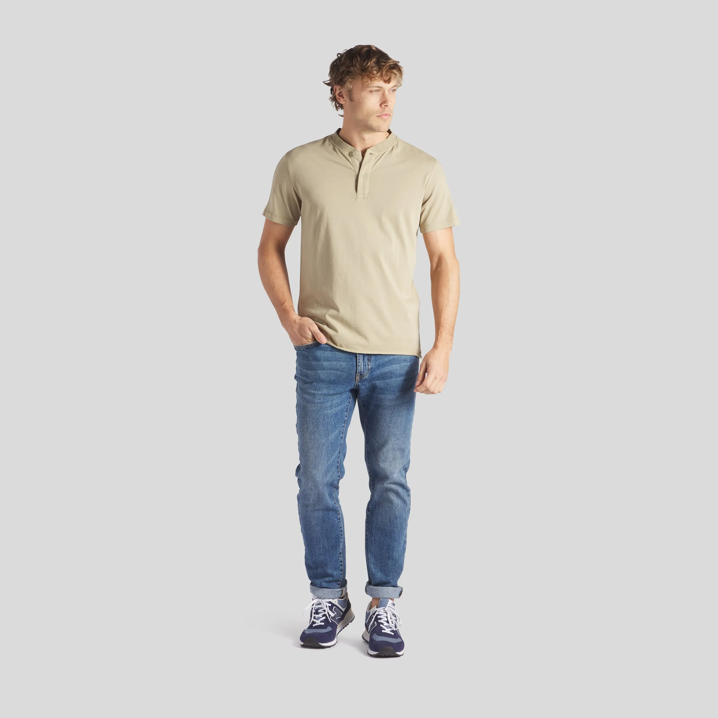 Cooper Short Sleeve Henley - Dried Herb