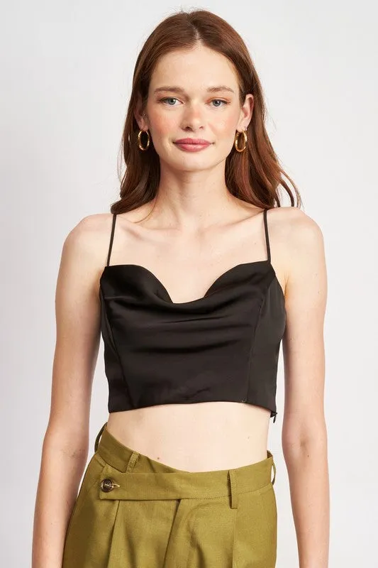 COWL NECK SATIN BUSTIER