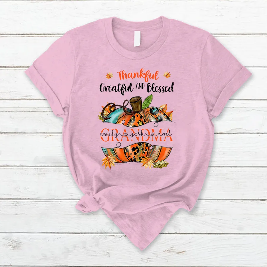 Customized Grandma Little Pumpkins Kids Name, Autumn T-Shirt, Halloween T-Shirt