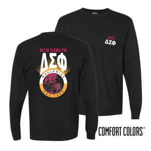 Delta Sig Comfort Colors Retro Worldwide Long Sleeve Tee