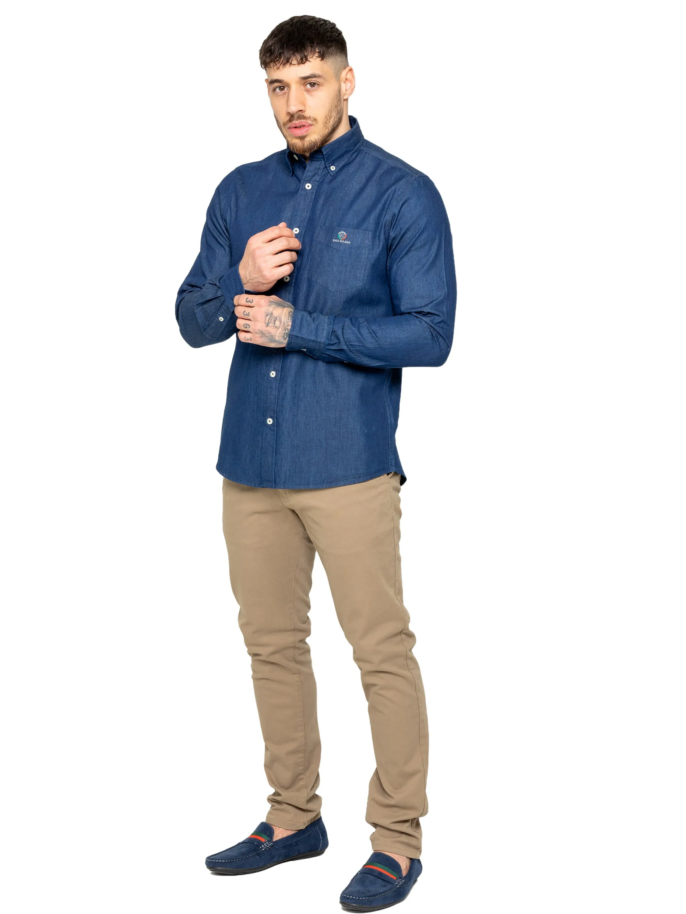 Enzo | Mens Regular Fit Denim Shirt