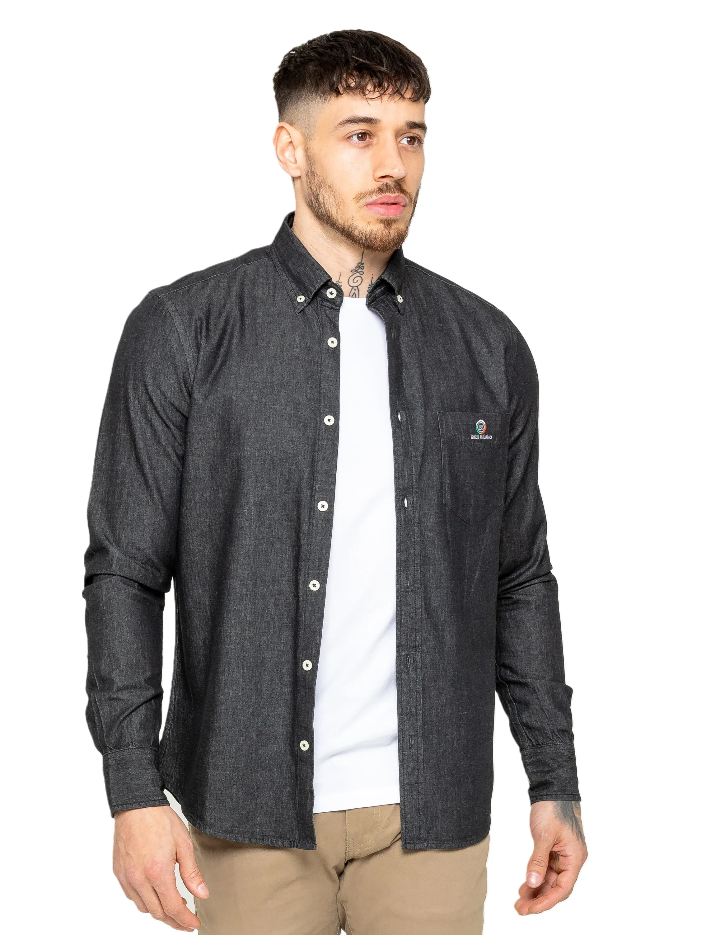 Enzo | Mens Regular Fit Denim Shirt