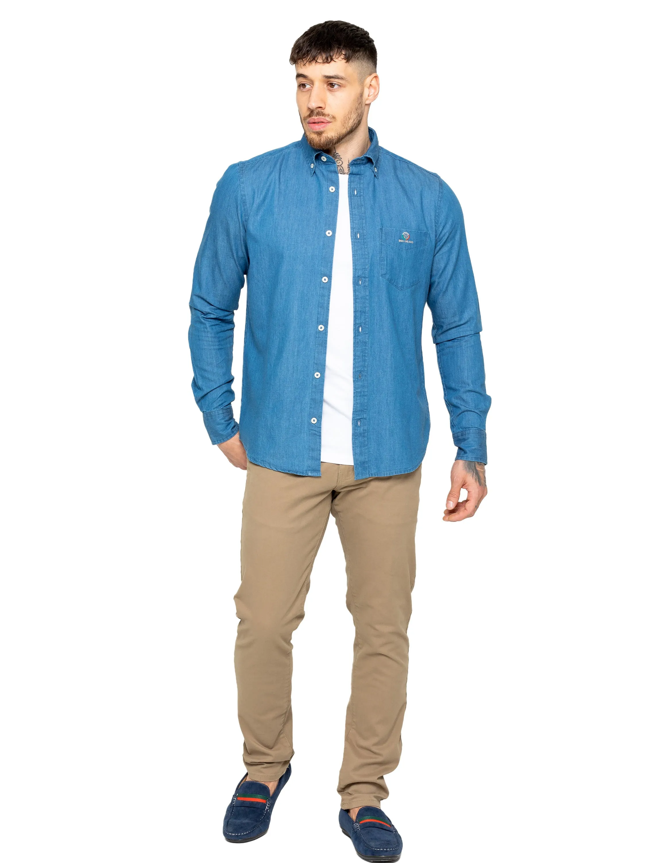 Enzo | Mens Regular Fit Denim Shirt