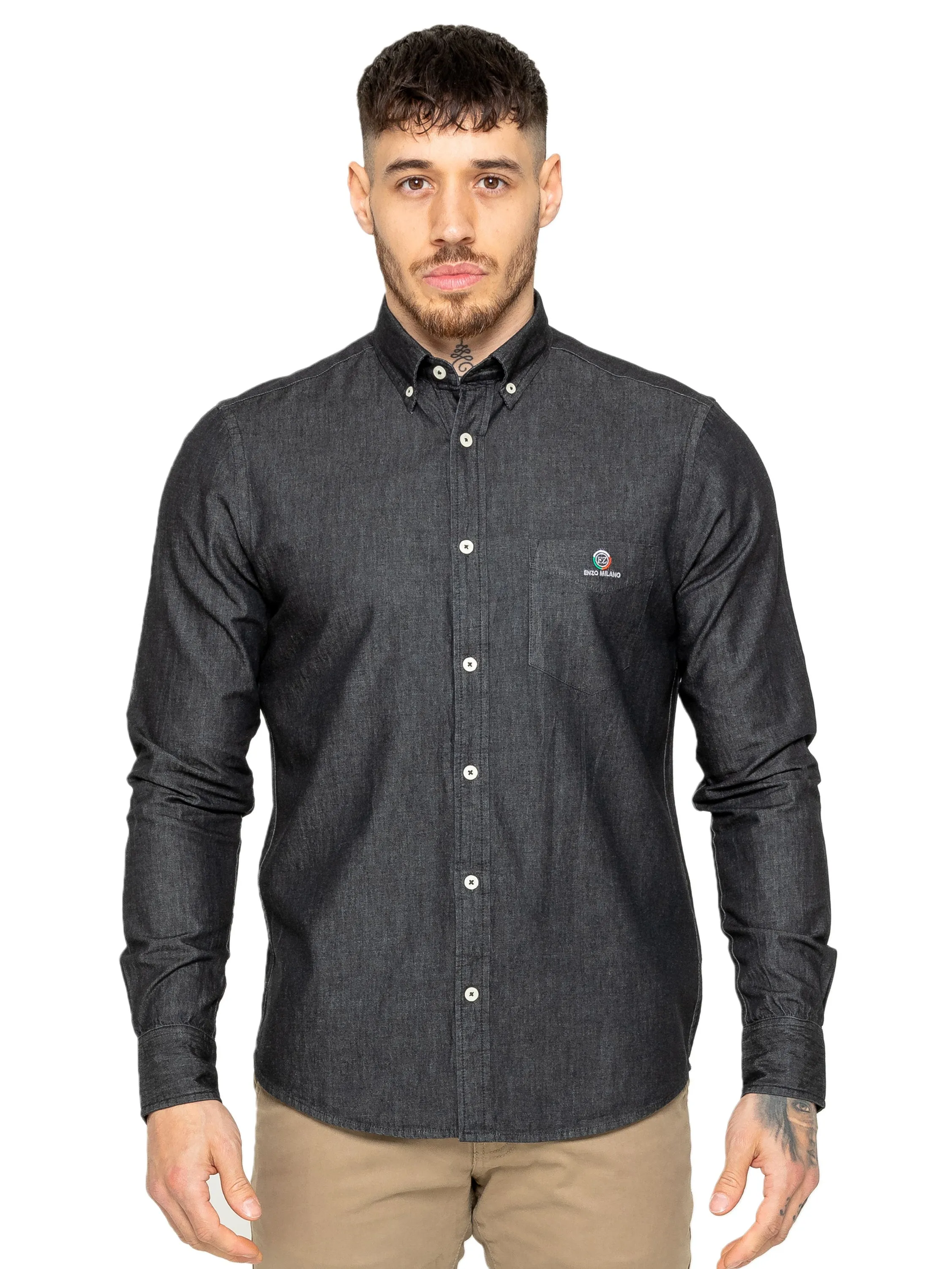 Enzo | Mens Regular Fit Denim Shirt