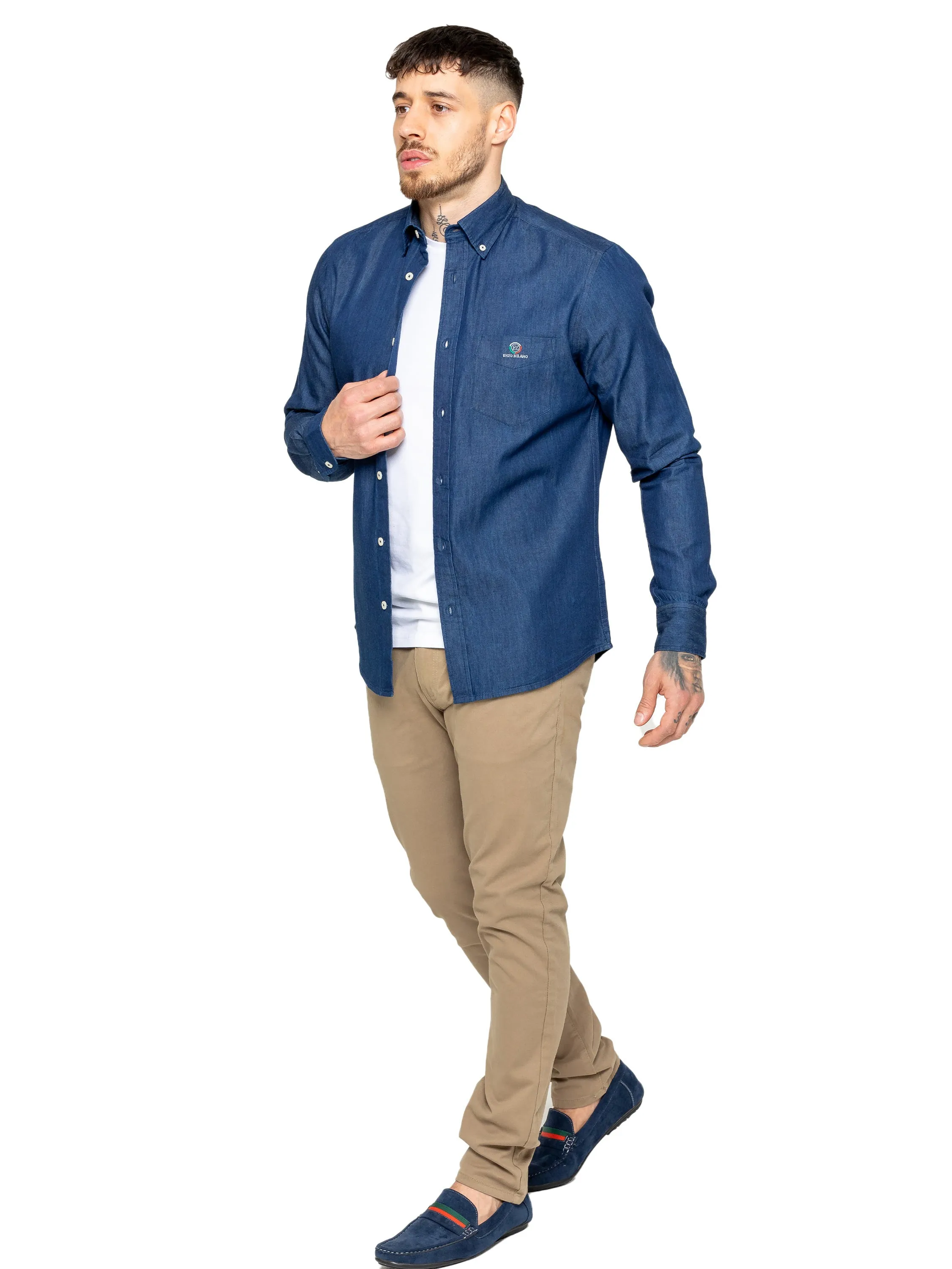 Enzo | Mens Regular Fit Denim Shirt