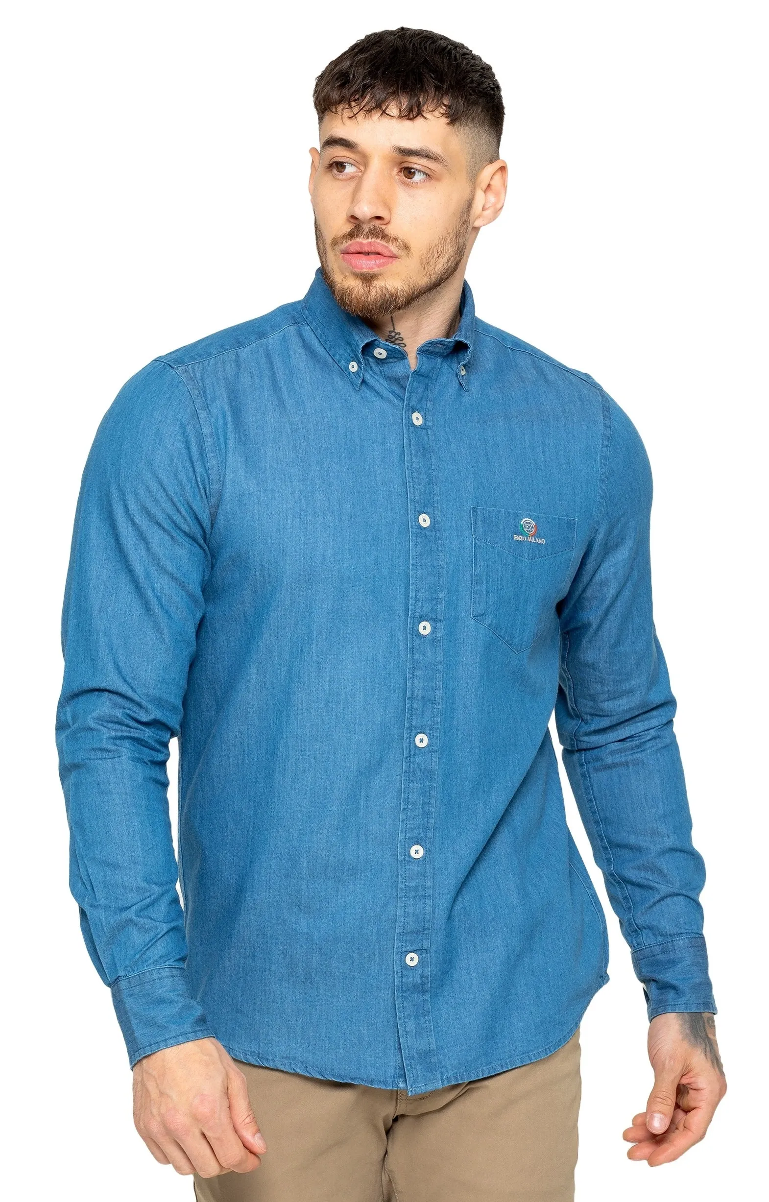 Enzo | Mens Regular Fit Denim Shirt