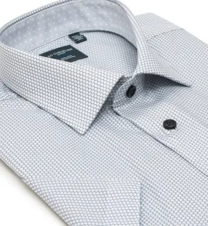 Grey Print Leo Chevalier Contemporary Fit Cotton Short Sleeve Shirts