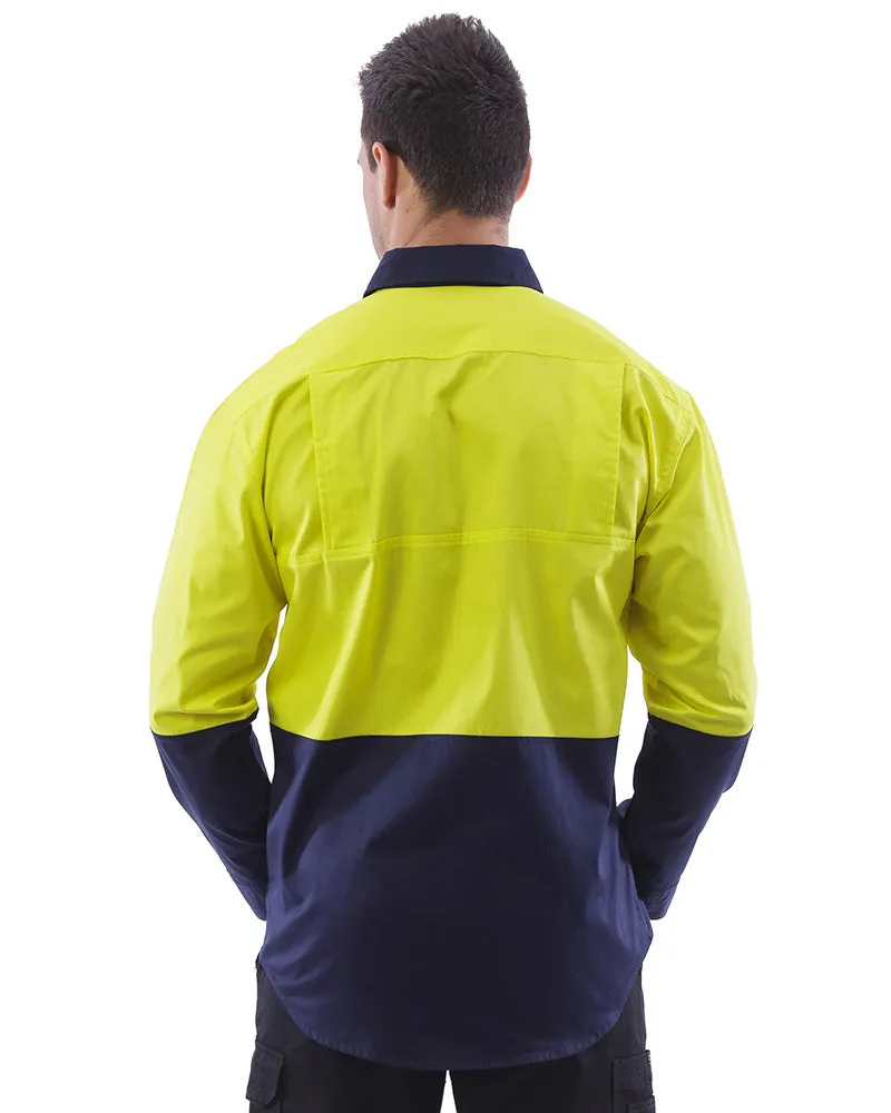 Hi Vis Lightweight Cotton Shirt LS (3 Pack) - Yellow/Navy