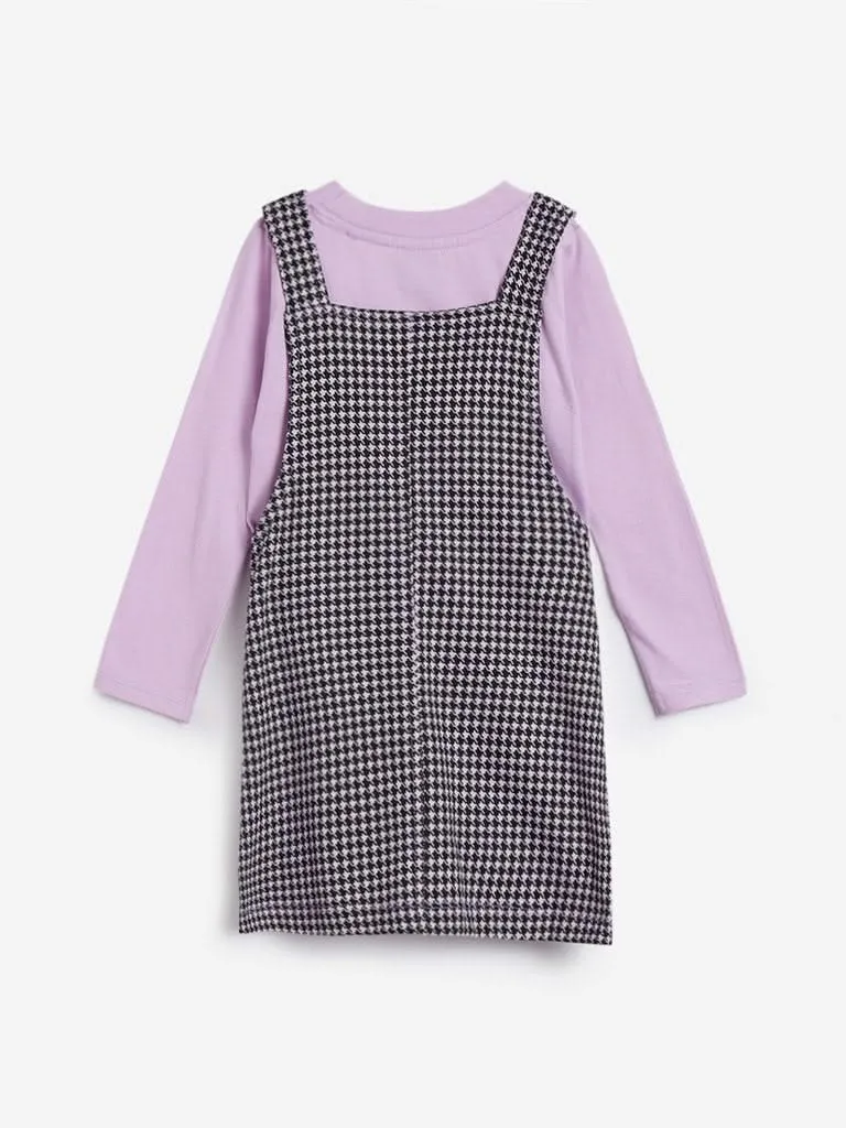 HOP Kids Lilac T-Shirt And Pinafore Set