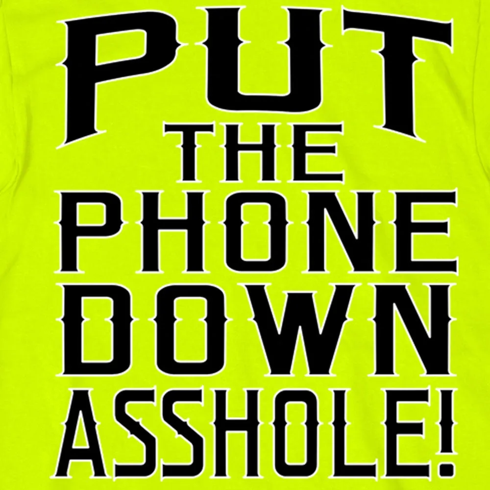 Hot Leathers GMD1435 Men's 'Put the Phone Down A**H***' Safety Green