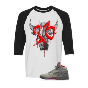 Jordan 5 Camo White & Black Baseball T (SHADOW BULL)