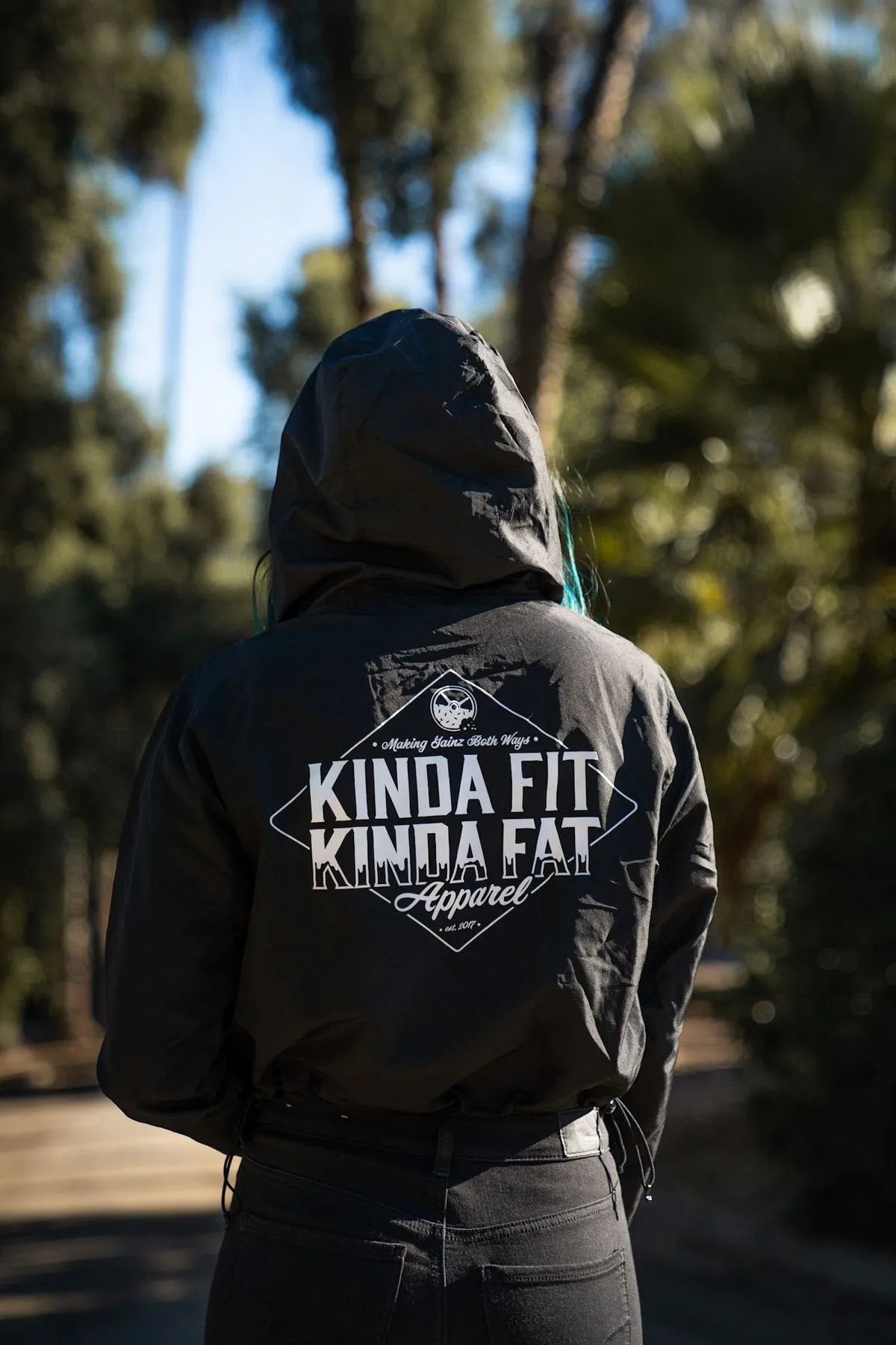 Kinda Fit Kinda Fat Diamond Drip Cropped Anorak (Black)