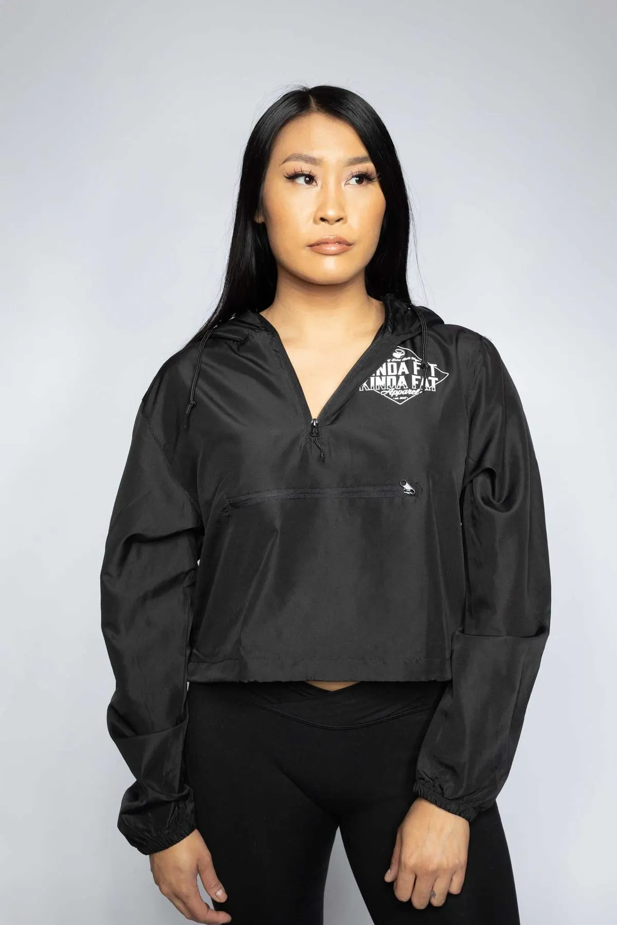 Kinda Fit Kinda Fat Diamond Drip Cropped Anorak (Black)