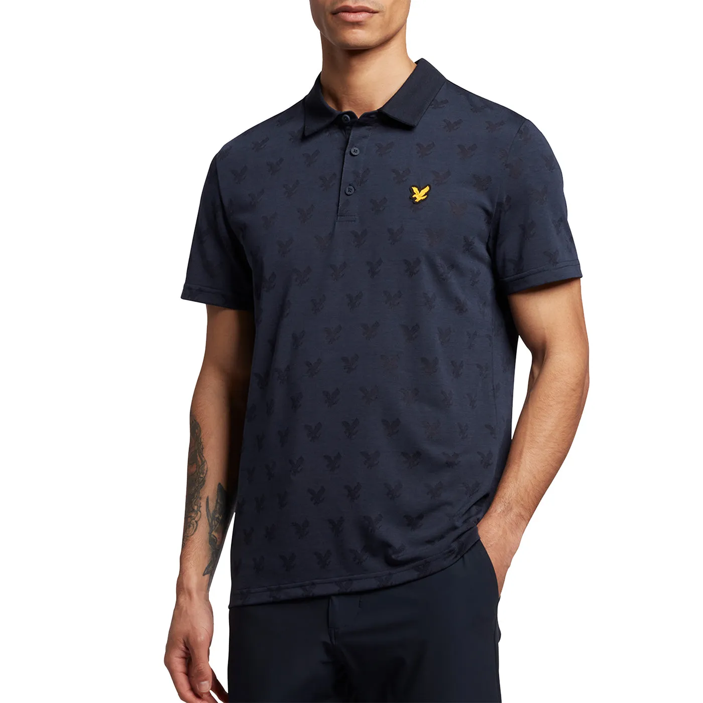 Lyle & Scott Jacquard Polo Shirt - Dark Navy Marl