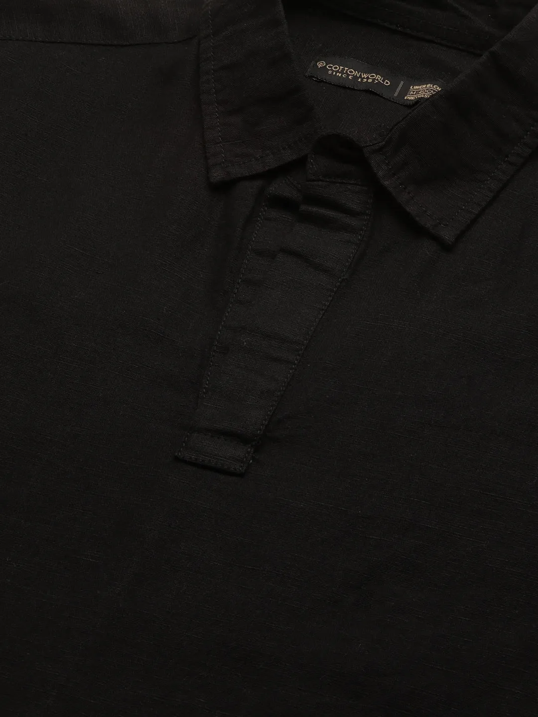 Men's Black 100% Linen Kurta Shirt