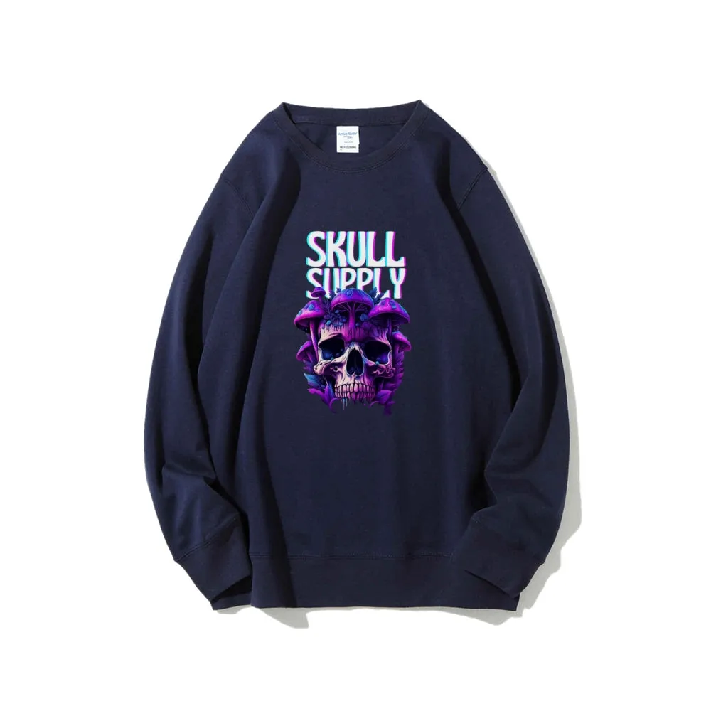 Mens Halloween Skull Supply Graphic Sweatshirts