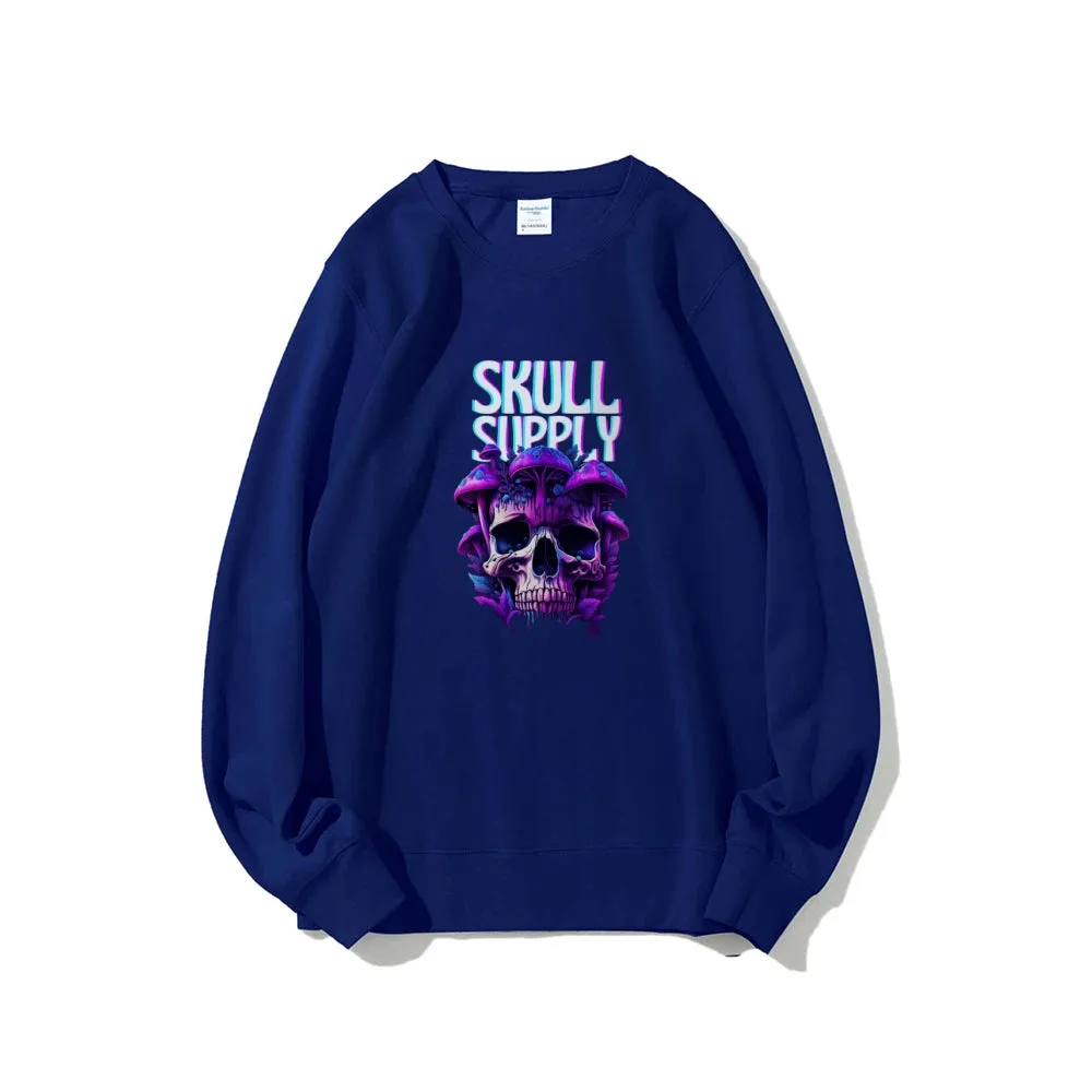 Mens Halloween Skull Supply Graphic Sweatshirts