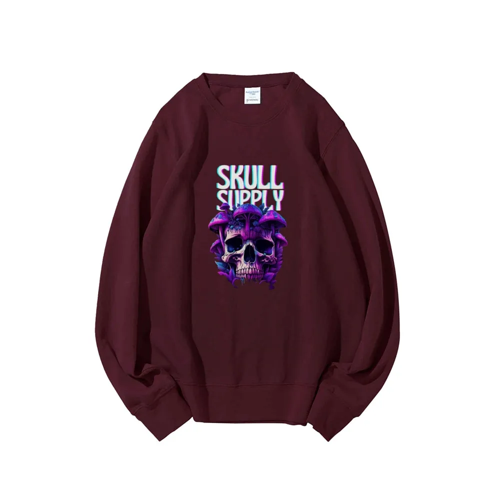 Mens Halloween Skull Supply Graphic Sweatshirts