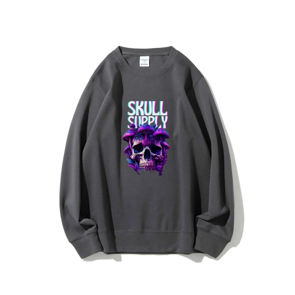 Mens Halloween Skull Supply Graphic Sweatshirts