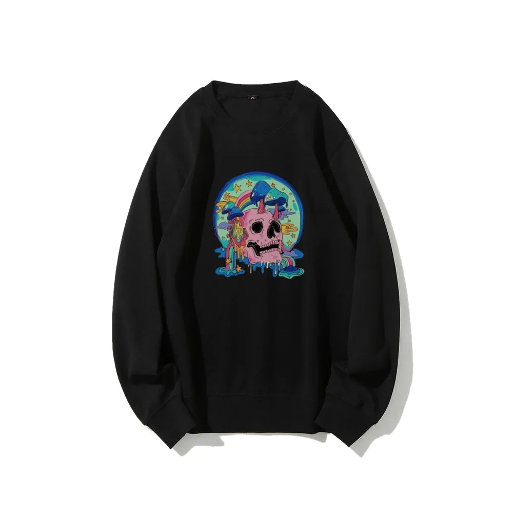 Mens Skull with Magic Mushroom Graphic Sweatshirts