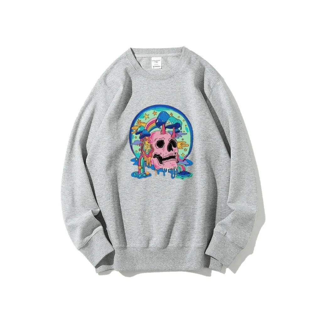 Mens Skull with Magic Mushroom Graphic Sweatshirts