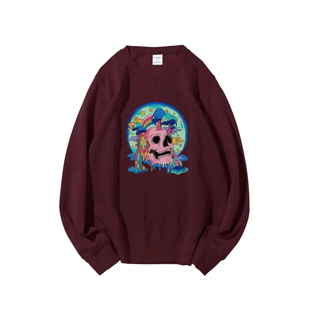 Mens Skull with Magic Mushroom Graphic Sweatshirts