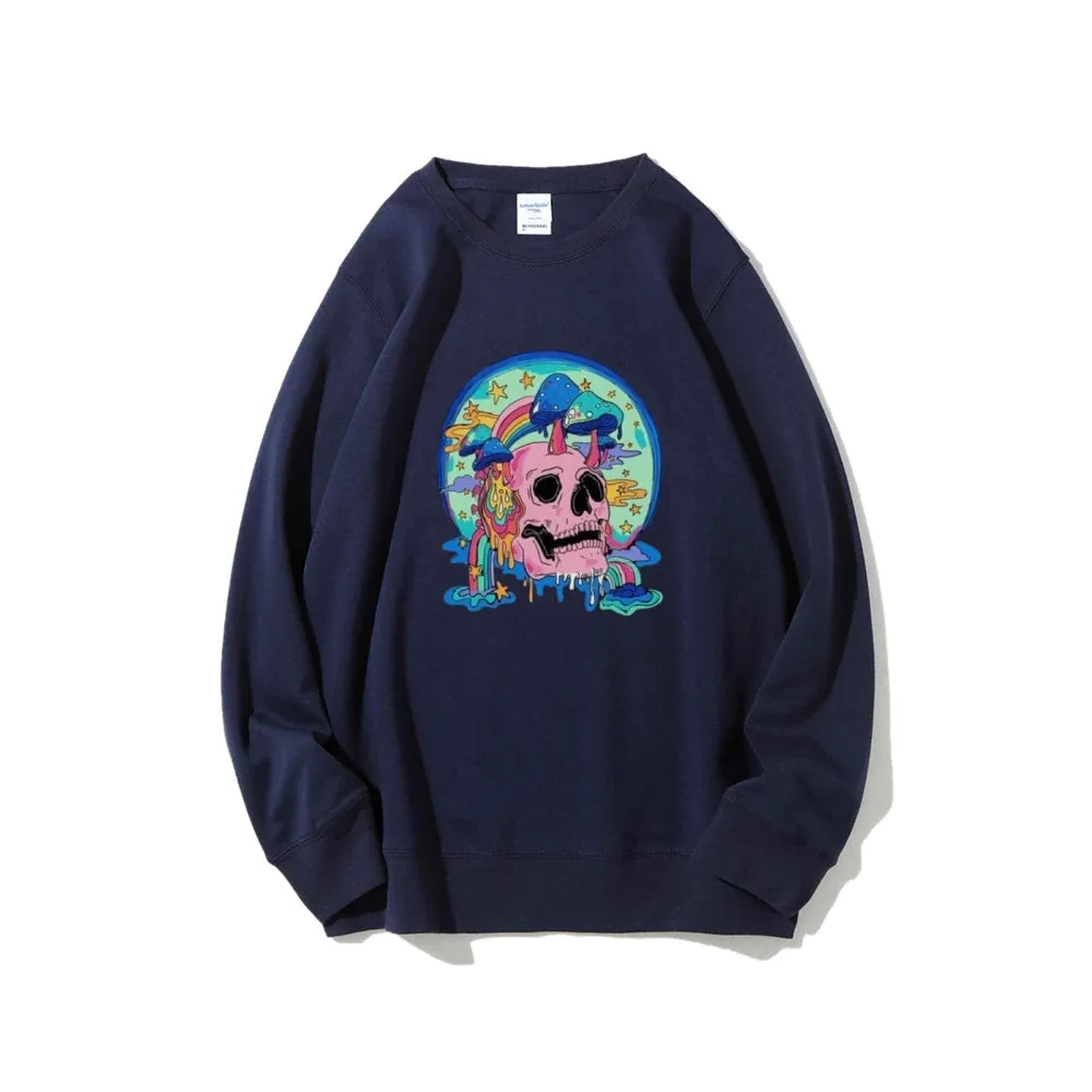 Mens Skull with Magic Mushroom Graphic Sweatshirts