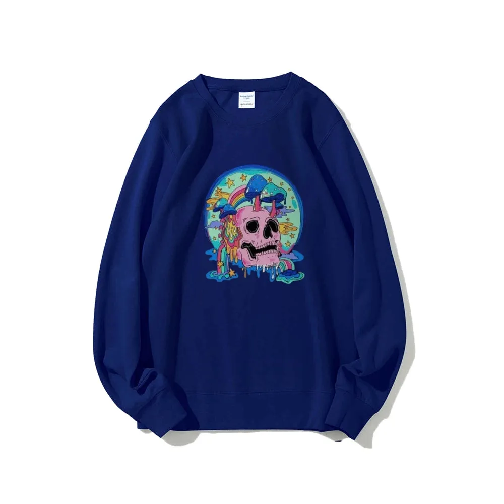 Mens Skull with Magic Mushroom Graphic Sweatshirts