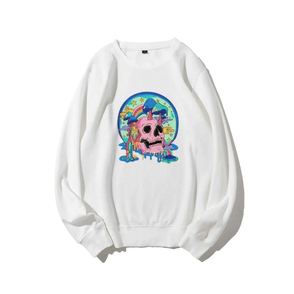 Mens Skull with Magic Mushroom Graphic Sweatshirts