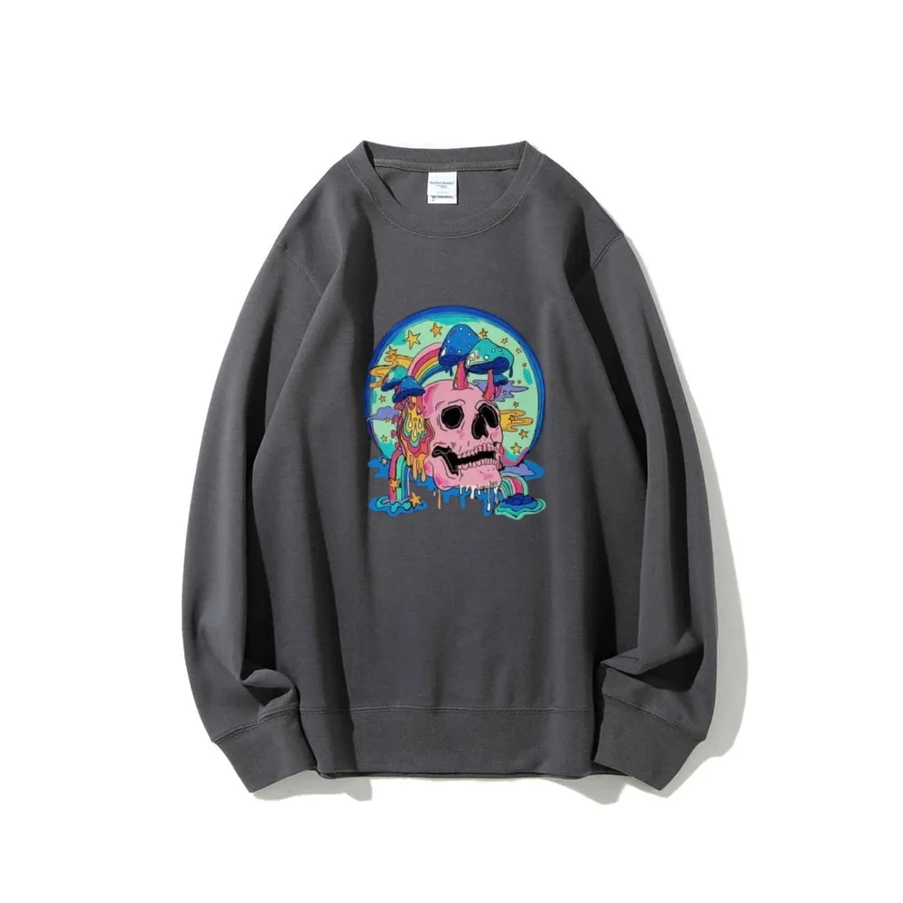 Mens Skull with Magic Mushroom Graphic Sweatshirts