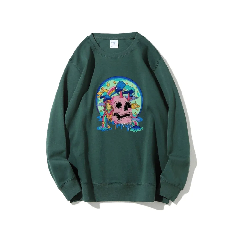 Mens Skull with Magic Mushroom Graphic Sweatshirts