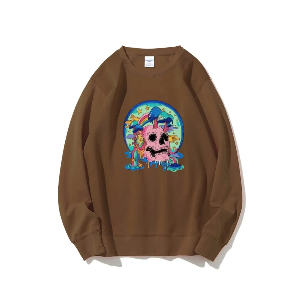 Mens Skull with Magic Mushroom Graphic Sweatshirts