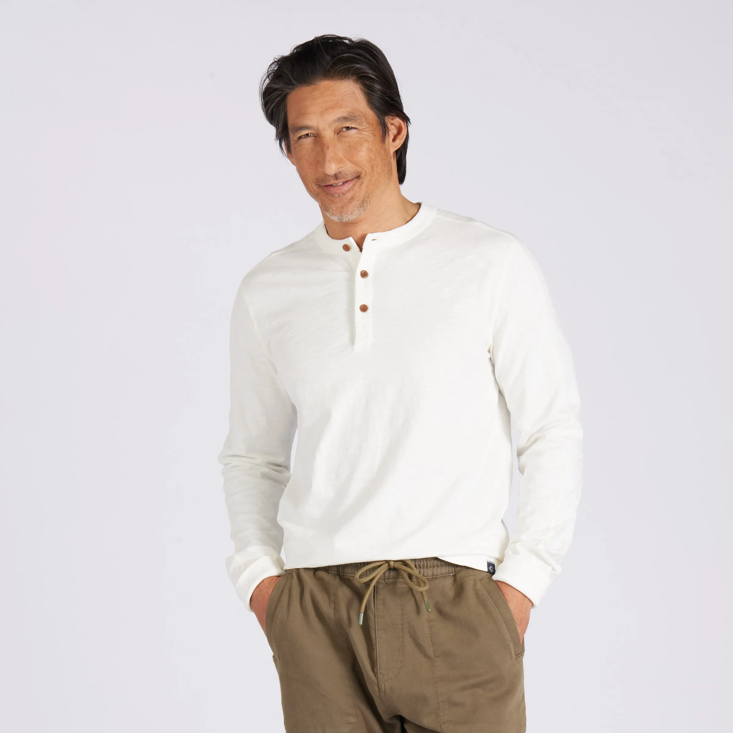 New Cooper Garment Dyed Henley - White