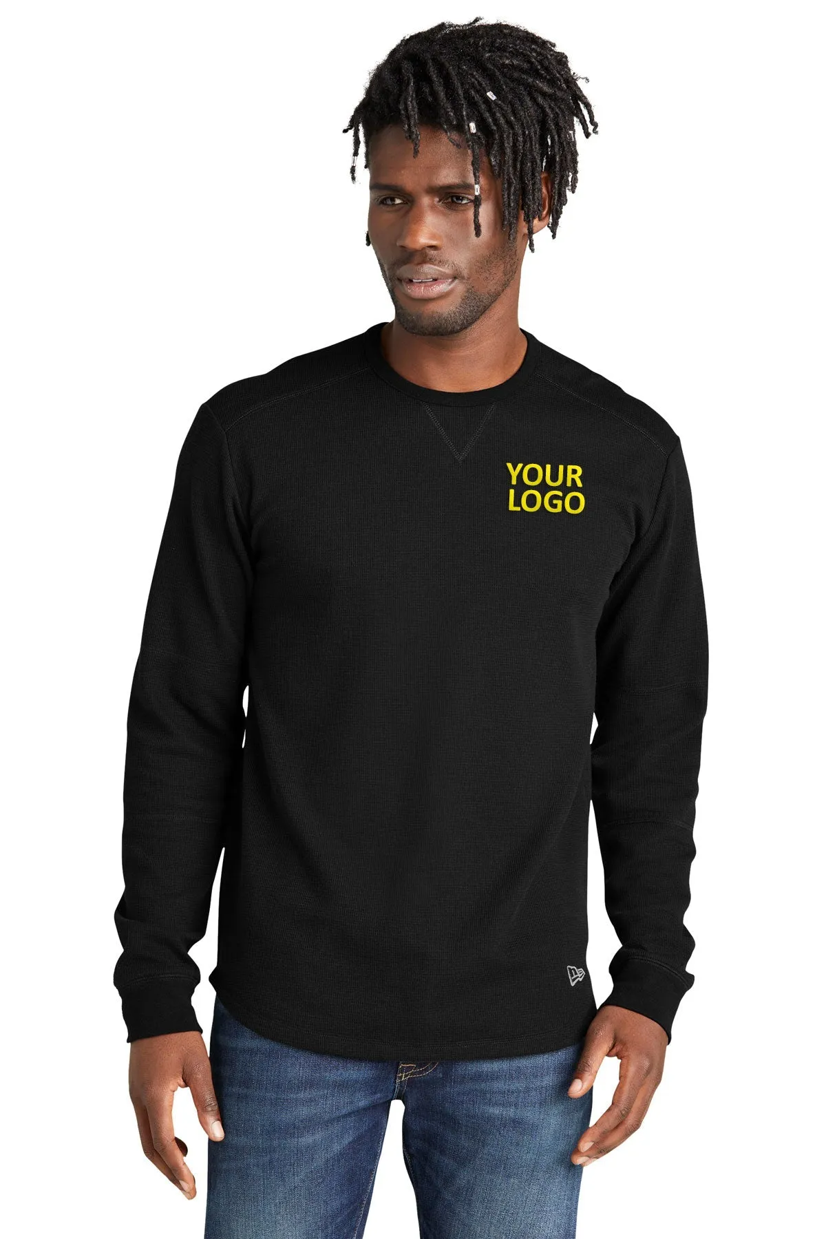 New Era Thermal Long Sleeve Custom T Shirts, Black