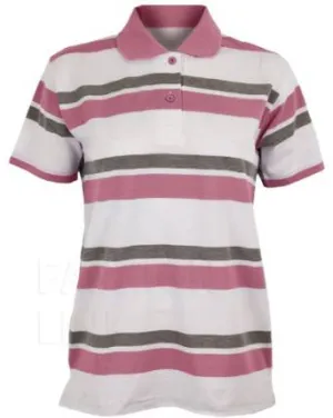 NEW MODEL WOMEN BLACK STRIPE POLO SHIRT JERSEY T SHIRT PINK