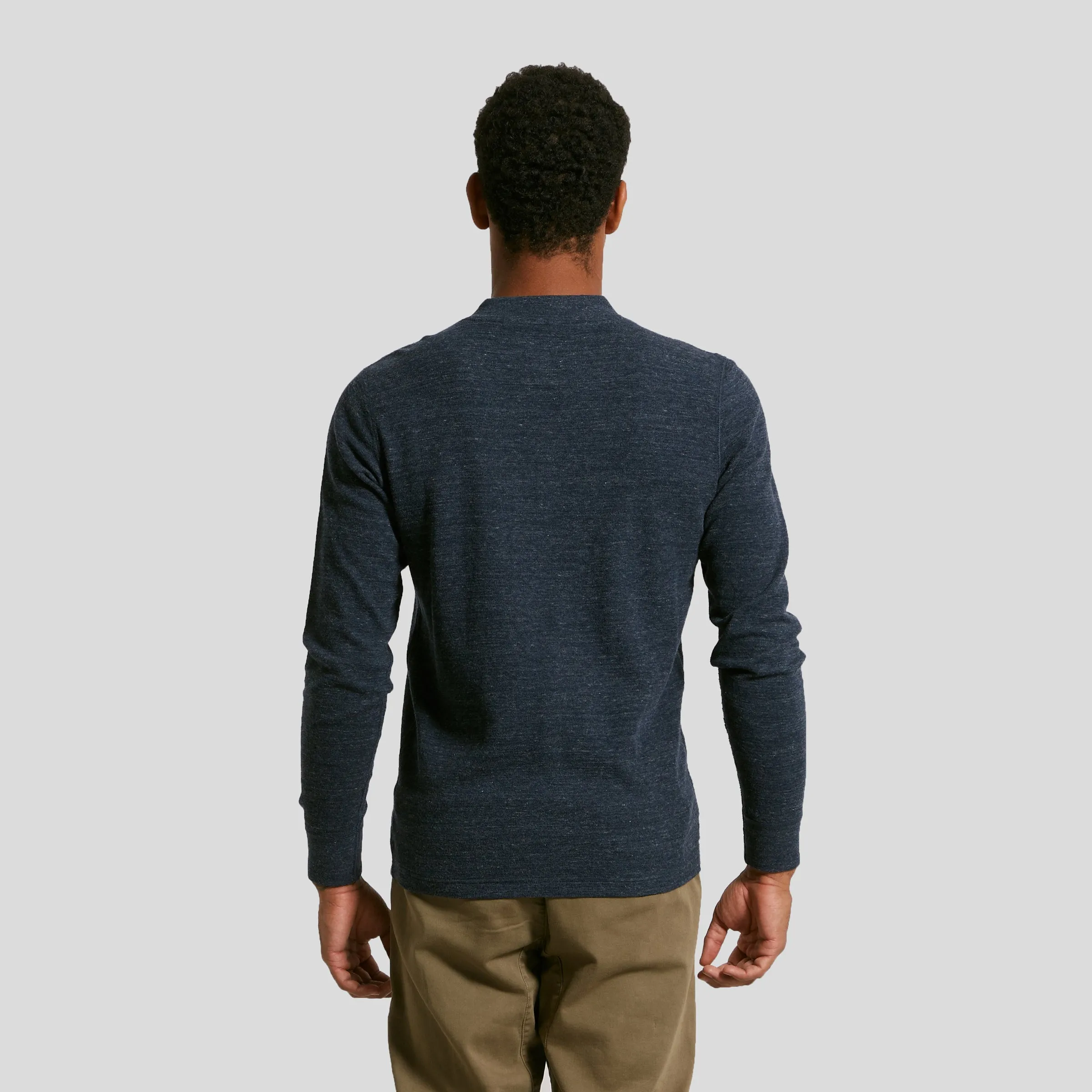 New Windsor Double Cloth Henley - Navy Heather