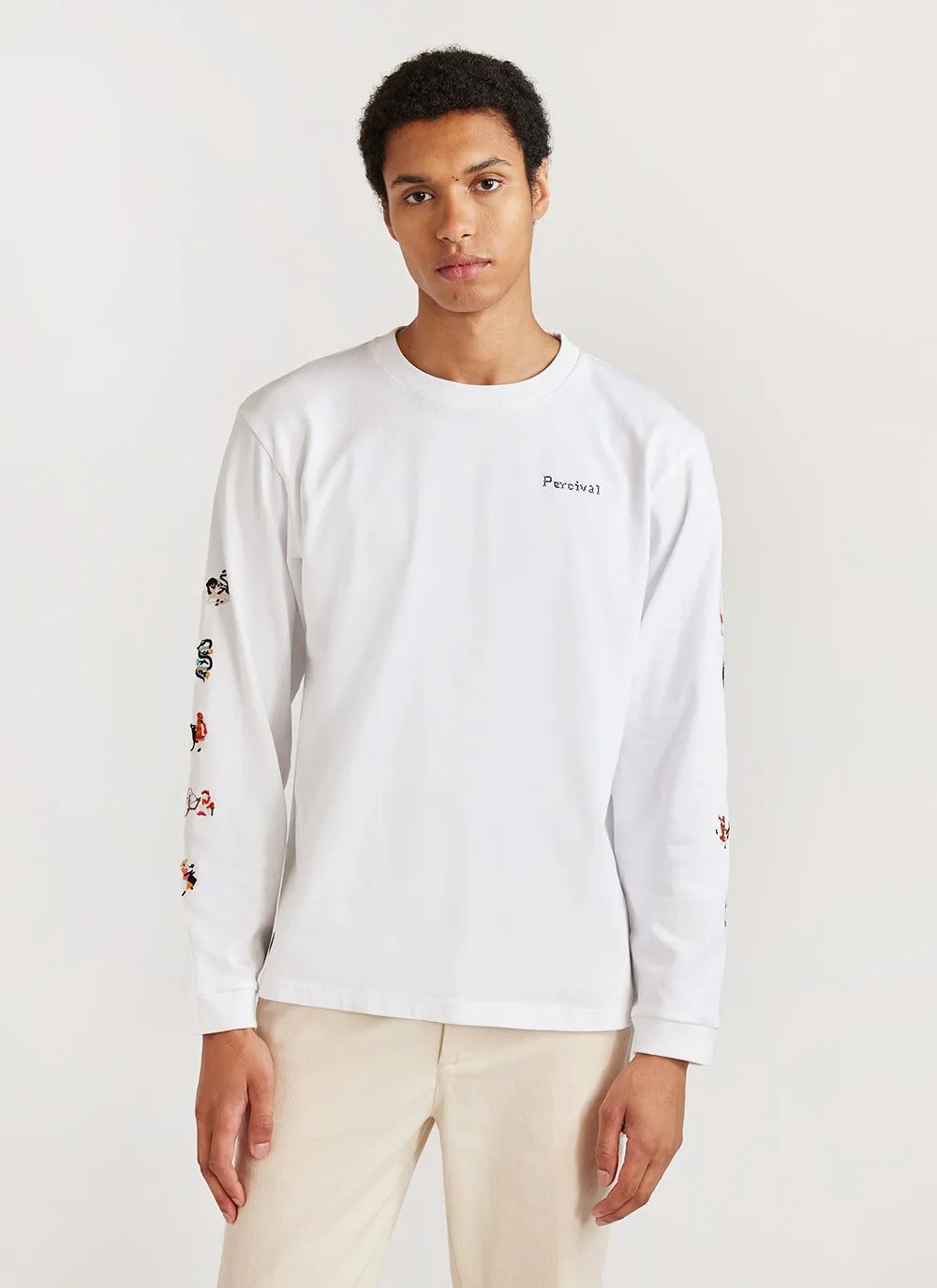 Nightmare Long Sleeve T Shirt | Embroidered Organic Cotton | White